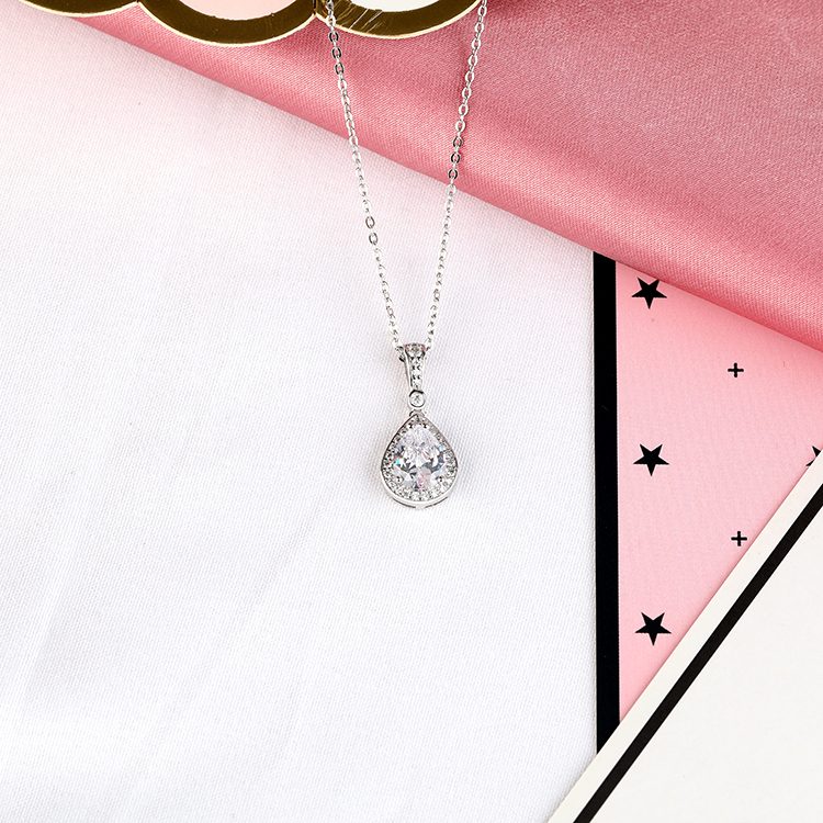 Collar de plata de ley con gema de amor, collar clásico personalizado