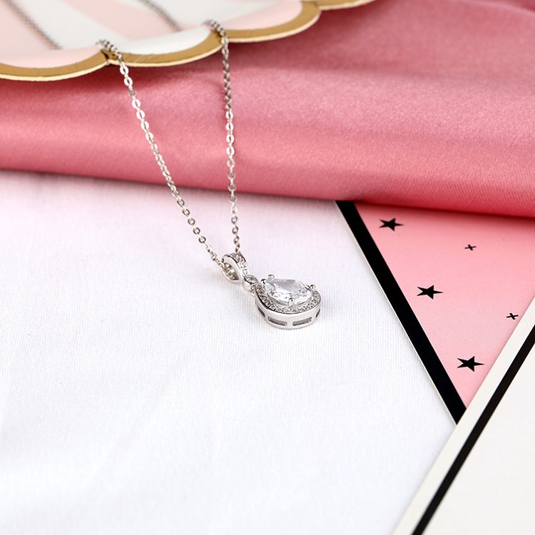 Collar de plata de ley con gema de amor, collar clásico personalizado