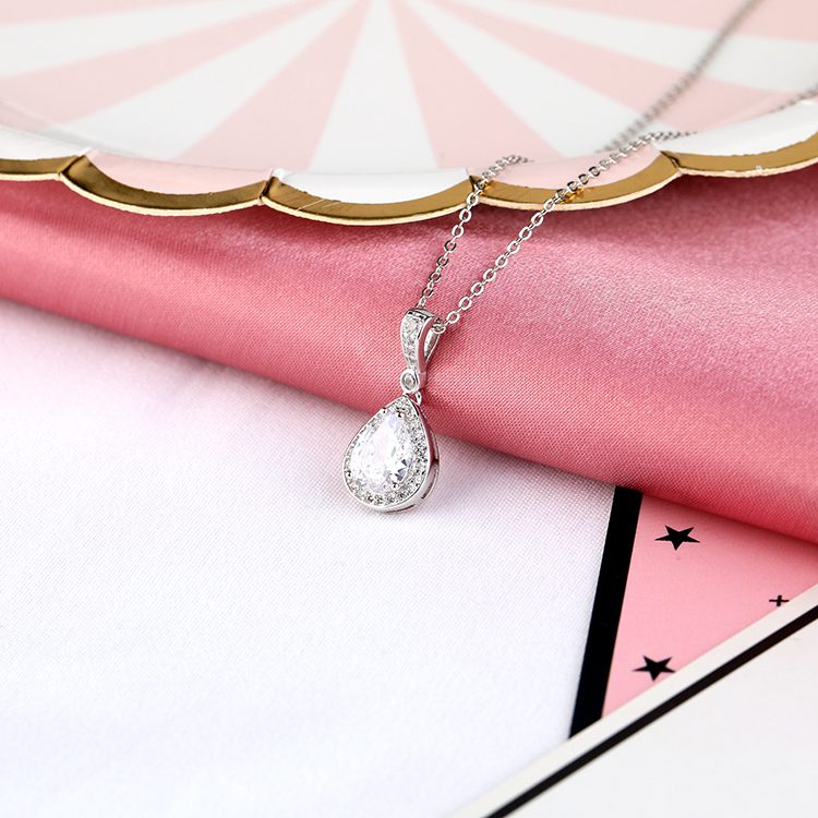 Collar de plata de ley con gema de amor, collar clásico personalizado
