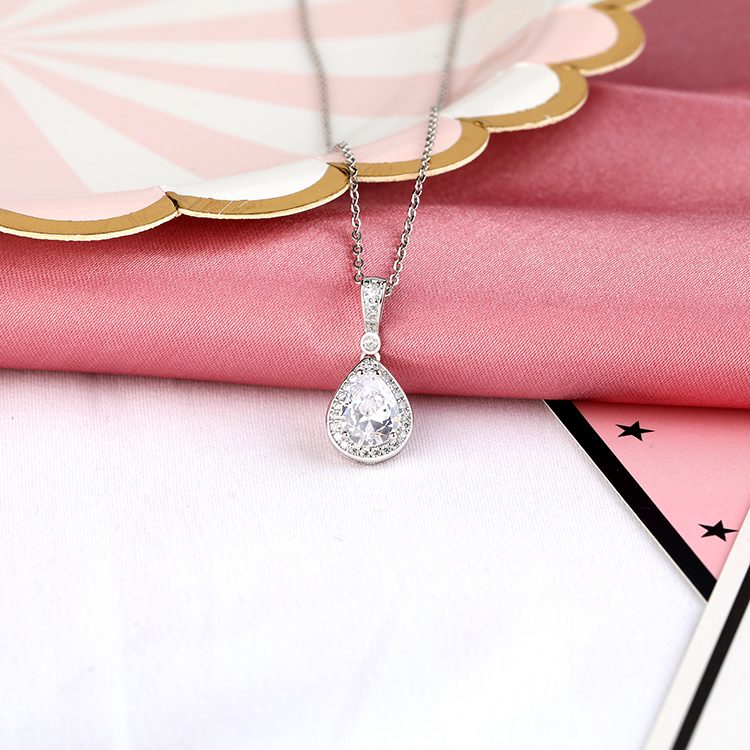 Collar de plata de ley con gema de amor, collar clásico personalizado