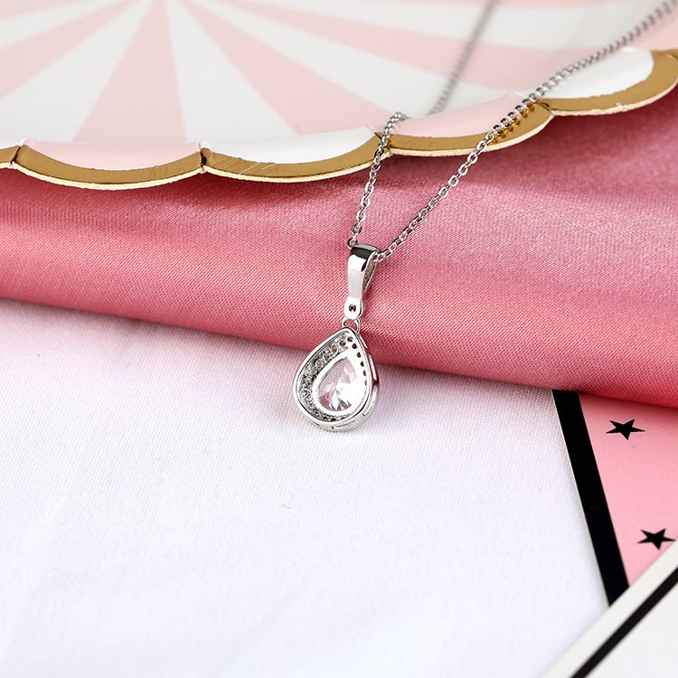 Collar de plata de ley con gema de amor, collar clásico personalizado
