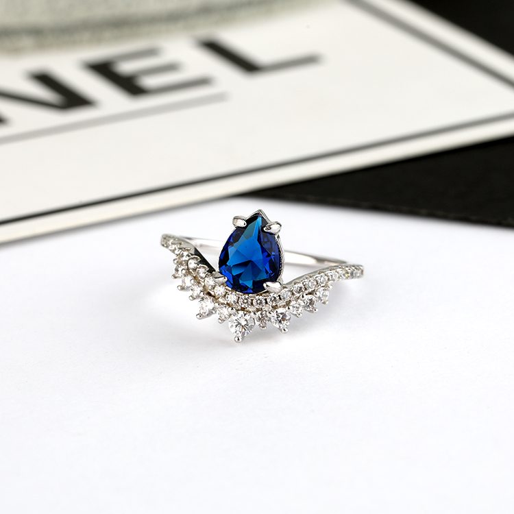 Anillo de Plata de Ley 925 con piedra de zirconia cúbica, joyería de lujo