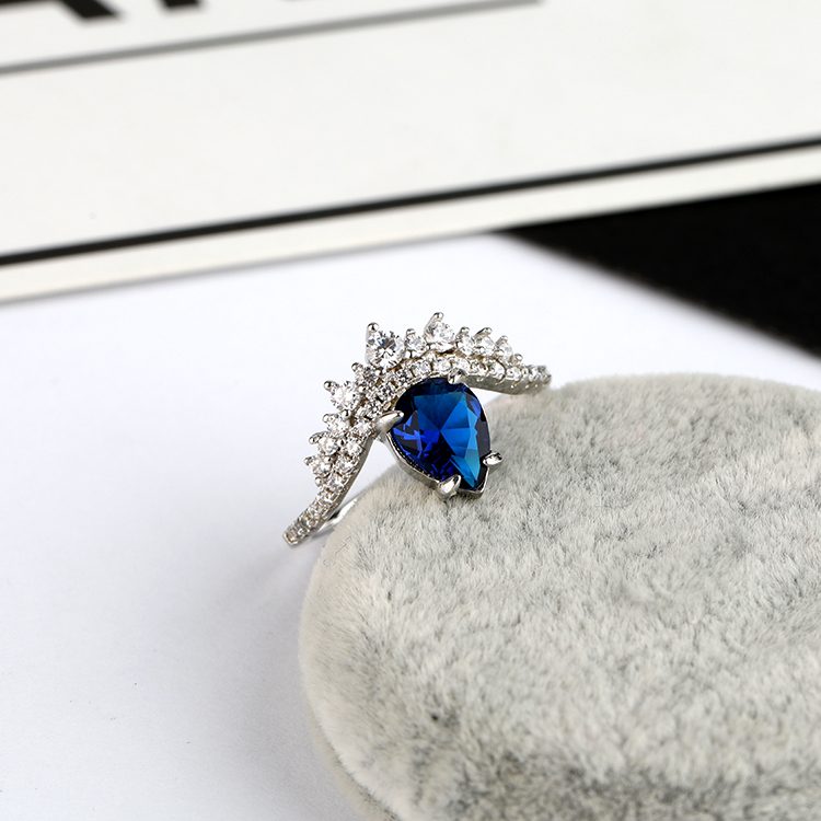 Anillo de Plata de Ley 925 con piedra de zirconia cúbica, joyería de lujo