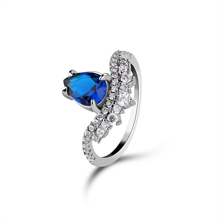 Anillo de Plata de Ley 925 con piedra de zirconia c&uacute;bica, joyer&iacute;a de lujo