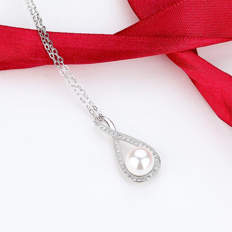 Collares de perlas colgantes de plata de ley 925 personalizados de alta calidad