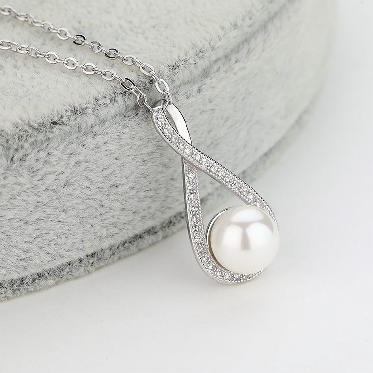 Collares de perlas colgantes de plata de ley 925 personalizados de alta calidad