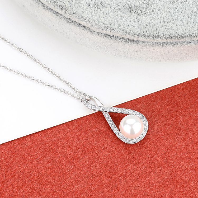 Collares de perlas colgantes de plata de ley 925 personalizados de alta calidad