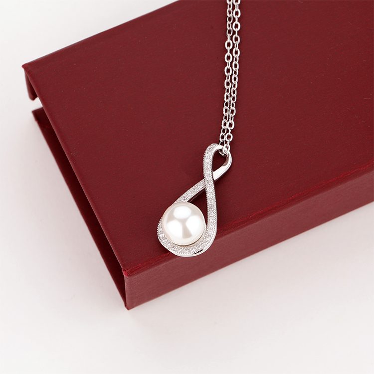 Collares de perlas colgantes de plata de ley 925 personalizados de alta calidad