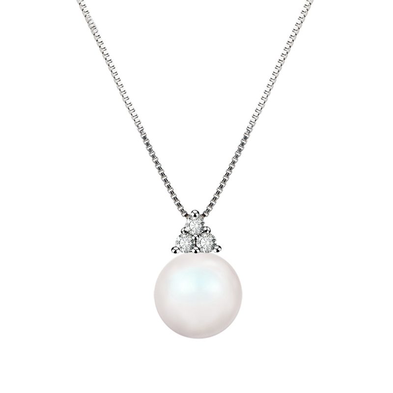 Collar con colgante de perlas de Plata de Ley 925, Gema de Mascota para mujer