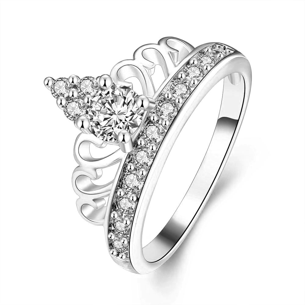 Boda, Polonia, venta al por mayor, corona de diamante, anillo de Plata de Ley 925 b
