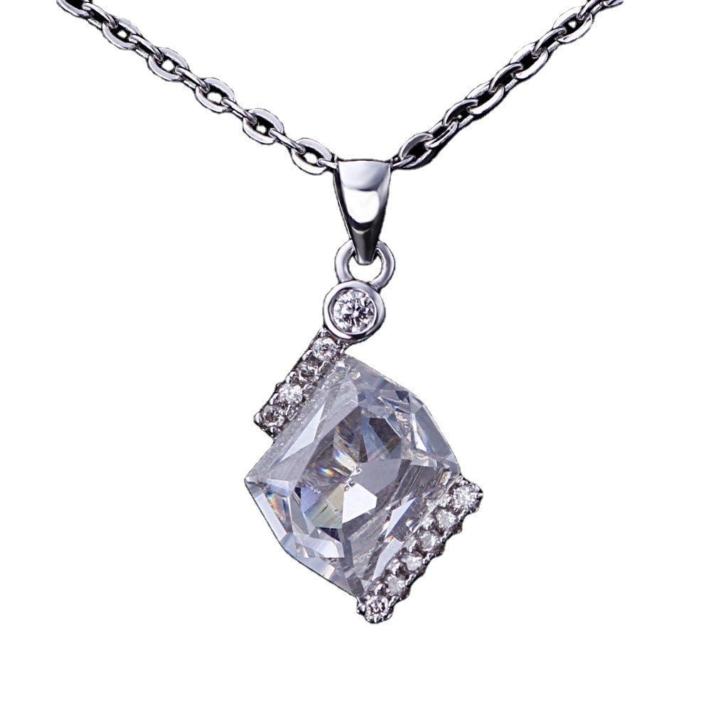 Collar con Colgante de Plata de Ley 18KGP con Cristales de Circonita C&uacute;bica, &Uacute;ltimo Dise&ntilde;o