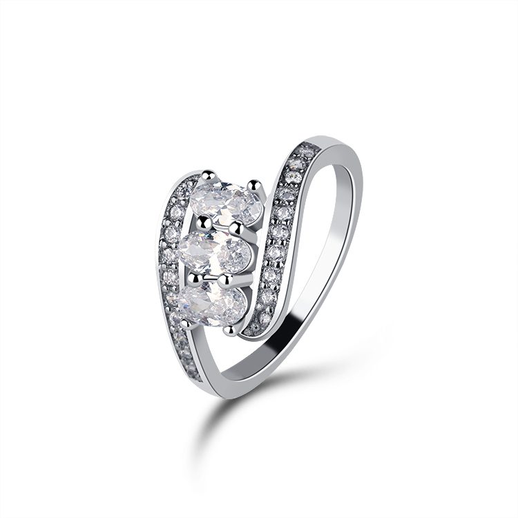 El más nuevo diseño Aniversario Regalo Cz Diamante simulado Delicado Plata esterlina Circón Joyería única Anillos apilables