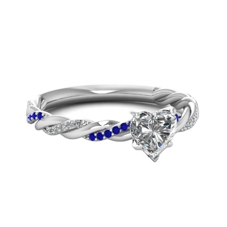 Anillo de Dedo Delicado de Lujo Personalizado, Anillos de Joyería Fina, Anillos con Piedras Preciosas en Forma de Corazón, Plata de Ley 925 con Certificación IGI para Damas, Mujeres y Niñas