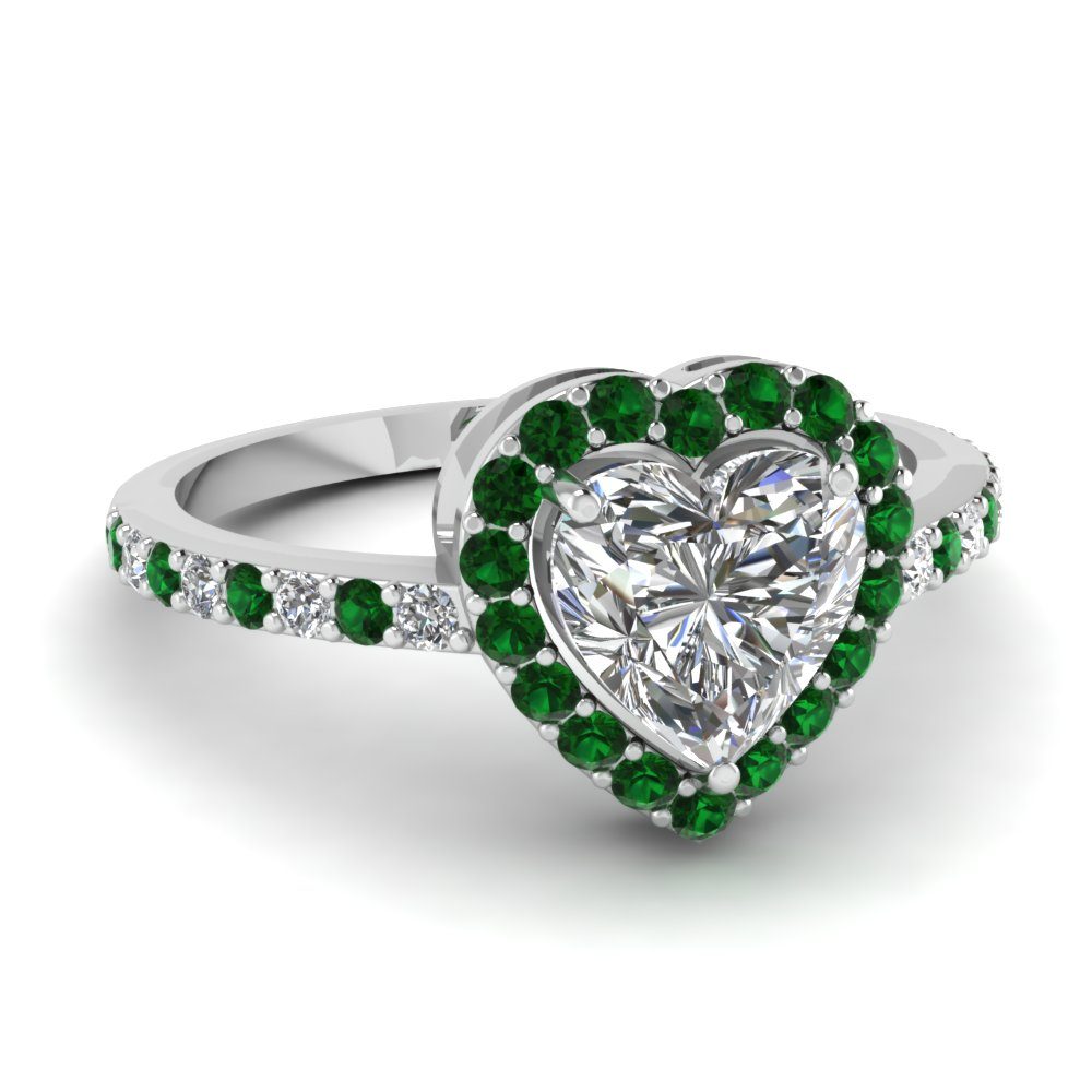 Anillo de Esmeralda con Forma de Corazón Vintage para Mujer