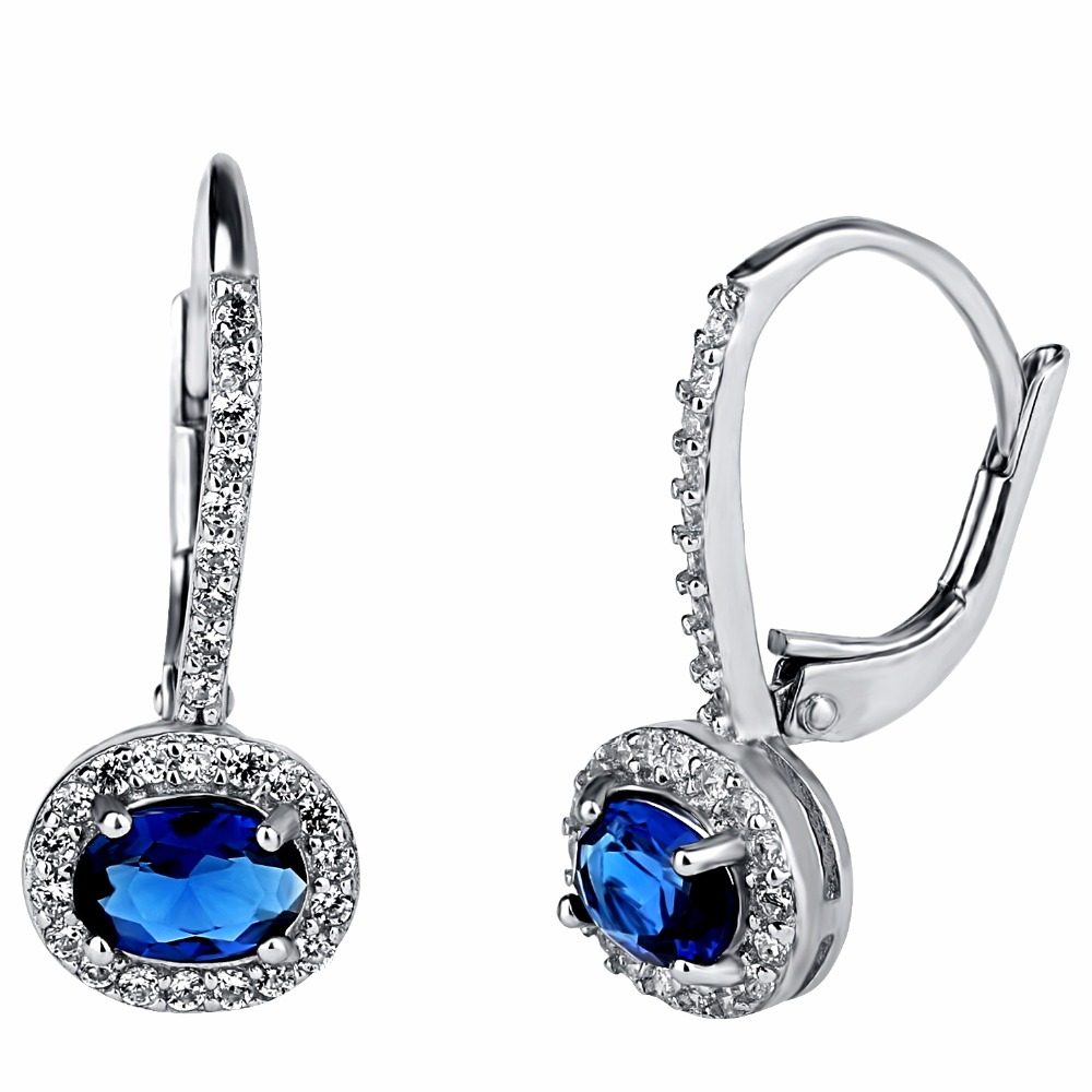 Pendientes de clip con dise&ntilde;o de piedras preciosas azules