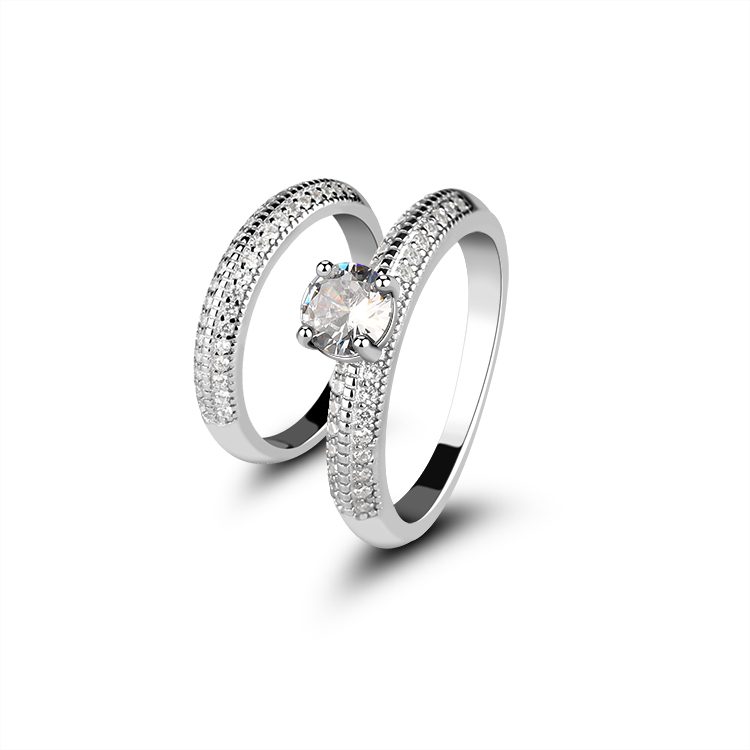 Pendientes de moissanita de banda de media eternidad a la moda, joyería de oro blanco, pendientes de diamantes, anillos naturales reales para mujer, mascota de plata