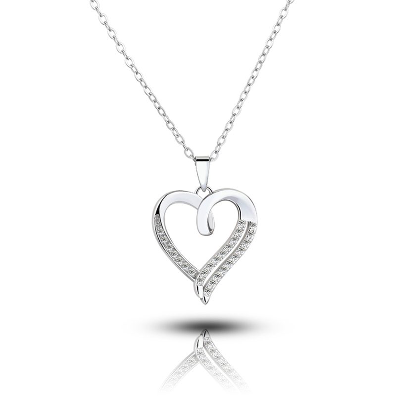 Collar de Rodio con Logotipo Personalizado, Joyería de Moda, Venta al por Mayor de Fábrica, Corazón de Plata de Ley 925, 2023, Mujer, Shenzhen, Mascota Clásica