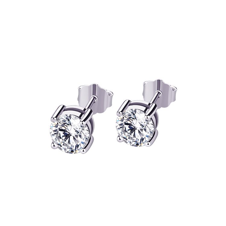 Mascot, superventas, pendientes de tuerca redondos simples de circonita cúbica de Plata de Ley 925 para niña