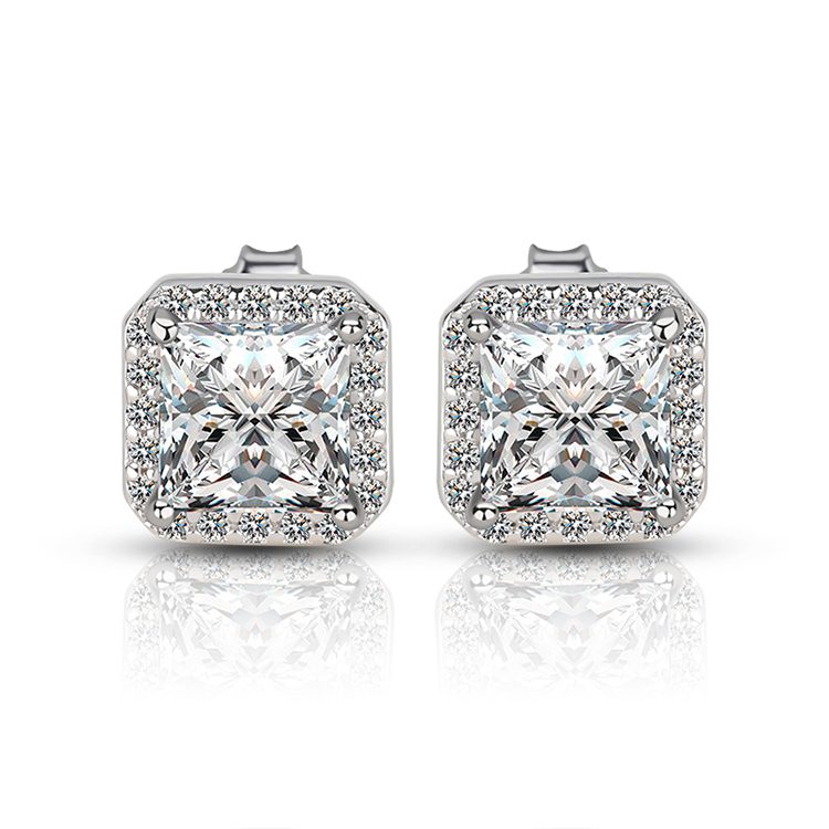 Pendientes de tuerca de moissanita de moda para mujer, Plata de Ley 925, ZIRCON fina, regalo de joyería, accesorio brillante para todos los días