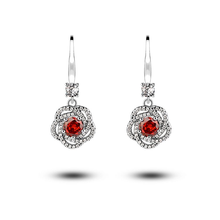 Elegantes pendientes colgantes de gama alta CZ pendientes colgantes para mujer joyería de plata 925 perfecta para fiesta, boda o Día de San Valentín