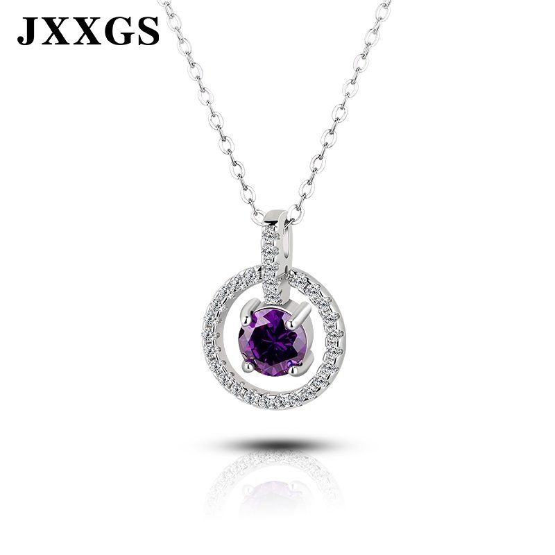 Collar con Colgante de Plata de Ley S925, Chapado en Oro, con Circonita Roja Redonda, para Mujer, Joyería de Moda, Venta al Por Mayor
