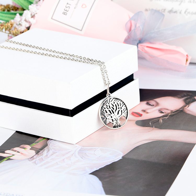 Collar con Colgante Árbol de la Vida, Plata de Ley 925, Cadena Elegante para Clavícula, Joyería para Mujeres y Hombres, Regalo