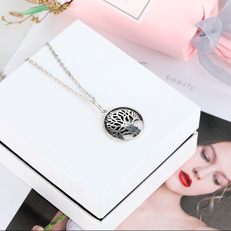 Collar con Colgante Árbol de la Vida, Plata de Ley 925, Cadena Elegante para Clavícula, Joyería para Mujeres y Hombres, Regalo