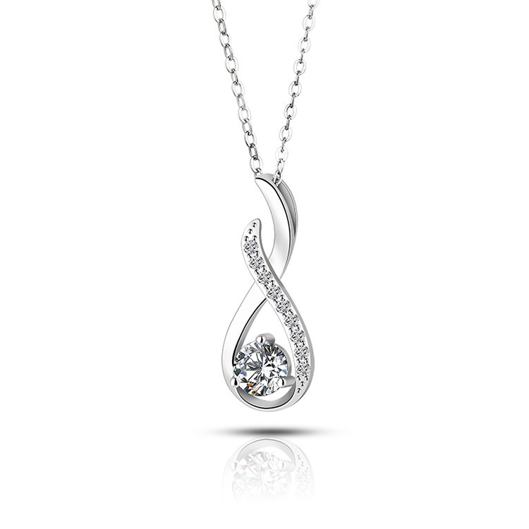 Collar con Colgante Redondo de Circonita Cúbica de Plata de Ley 925 Clásico y Moderno para Mujer, Joyería de Regalo