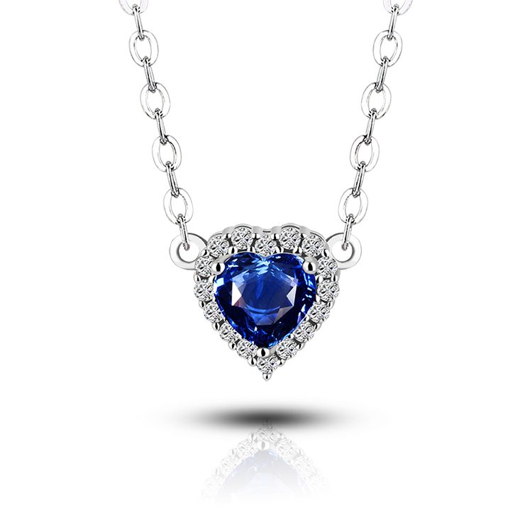 Collar con colgante de circón de Corazón Azul de Plata de Ley 925 de lujo para mujer, joyería hecha a mano, regalos para novia, esposa, madre