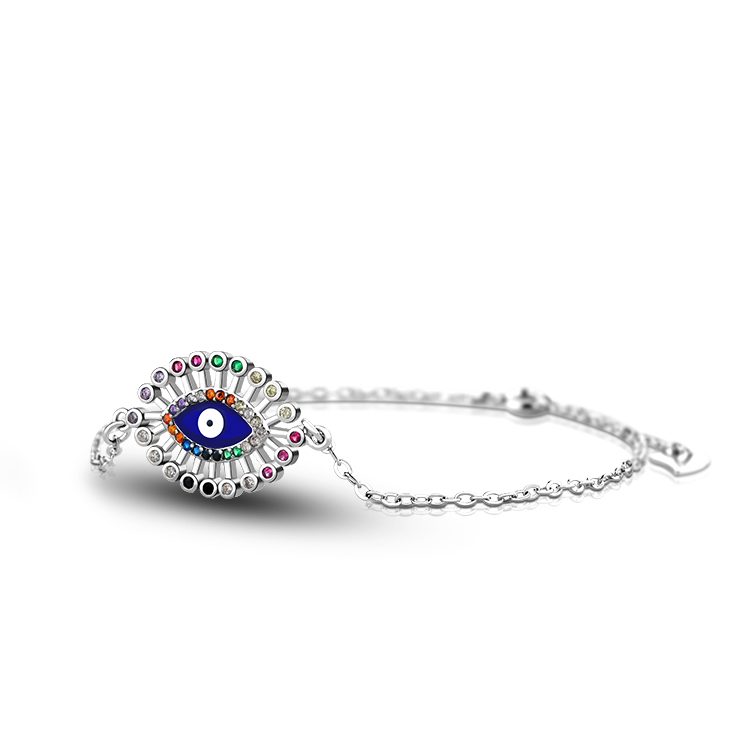 Pulsera de Plata de Ley 925 de Lujo con Ojo de Circonita Brillante para Mujer, Ideal para Bodas, Fiestas o Eventos Formales