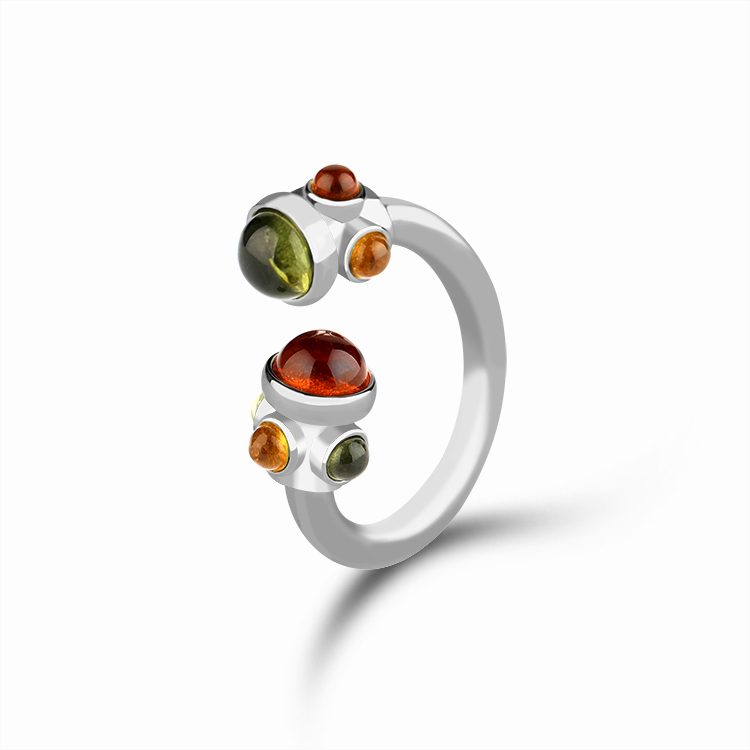 Anillos de Moda con Circonitas Geométricas, Anillo de Circonitas de Colores, Estilo Moderno, Proveedor de Joyería de Plata de Ley
