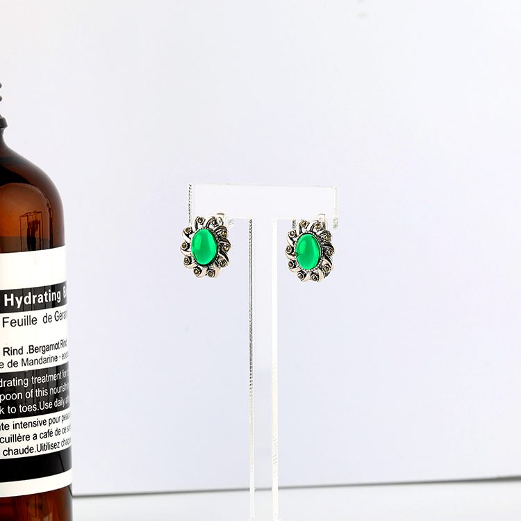 Pendientes de Plata de Ley 925 con Circonita Verde Ovalada Vintage, Chapados en Oro Blanco, Elegante Regalo para Mujer, Pendientes de Circonita con Diseño de Copo de Nieve
