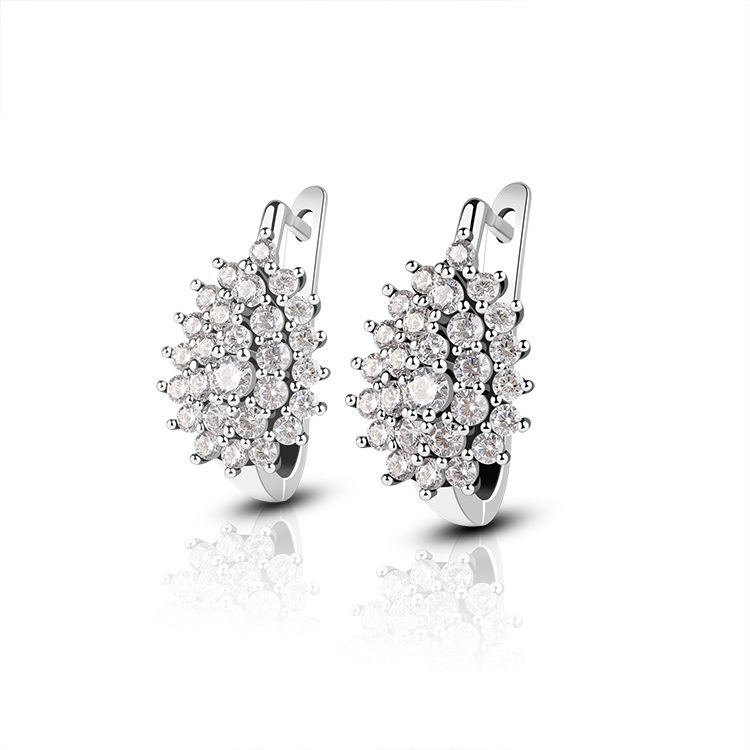 Modernos Pendientes Cuadrados de Plata 925 con Circonita, Clásicos Pendientes de Plata 925 con Cristal de Copo de Nieve, Joyería para las Fiestas de Invierno