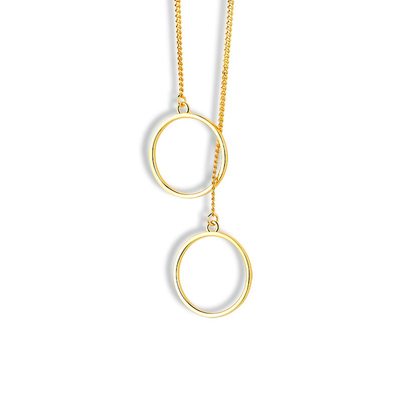 Colgante de cadena chapado en oro para mujer, collar de círculo de plata de 14K, 925