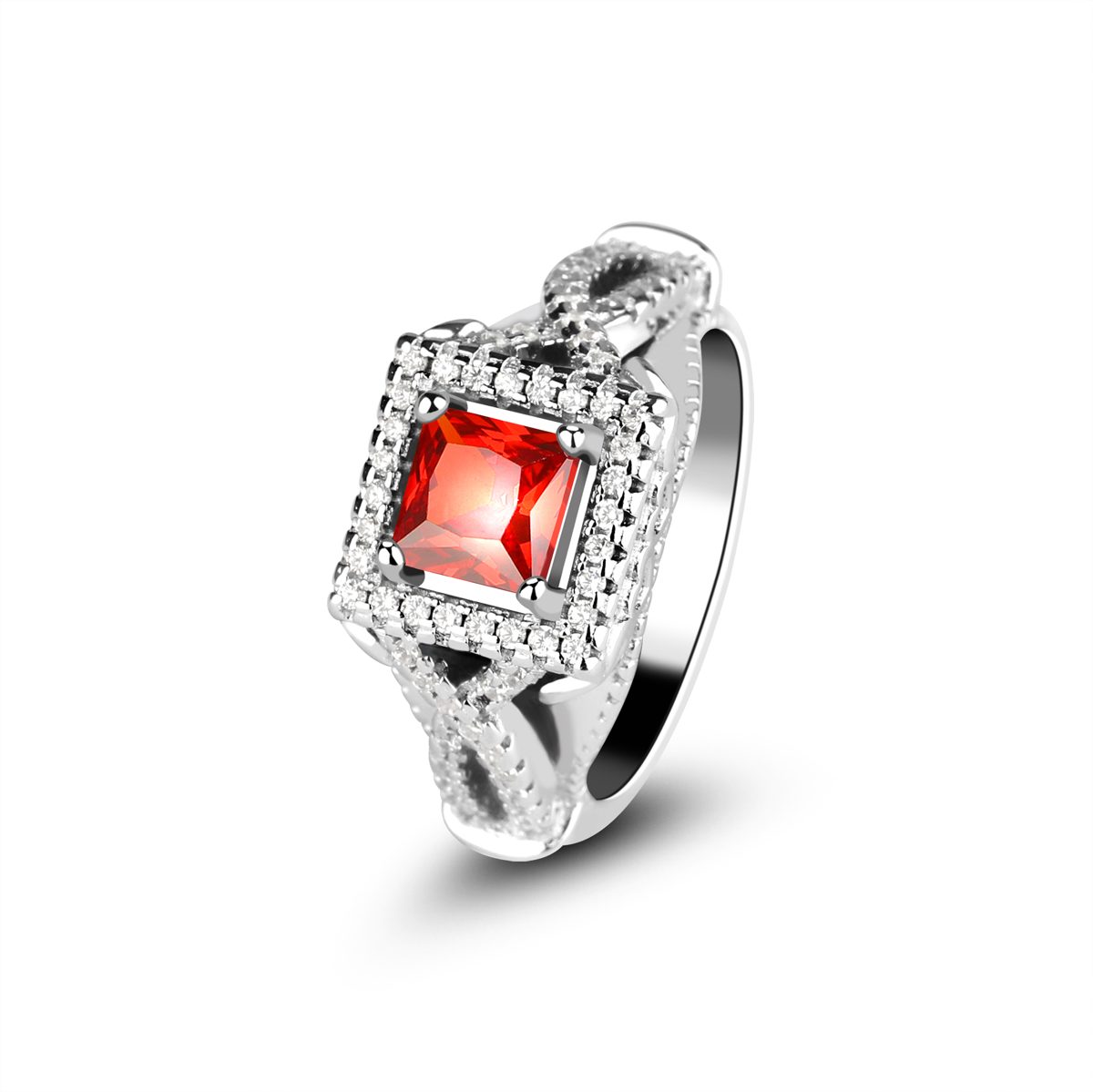 Anillo de dedo de Plata de Ley 925 de circón cúbico de corte de lujo y moda de Mascota