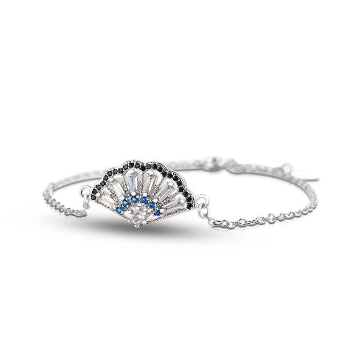 Pulsera con abalorio de cola de pavo real, pulseras de circón cúbico, Plata de ley, joyería de plata elegante para mujer, brazaletes de plata de oro rosa, mascota