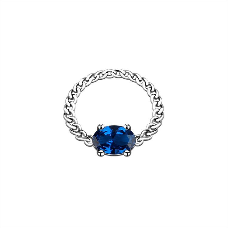 Anillo de cadena de eslabones ajustable para mujer y niña, joyería de plata S925