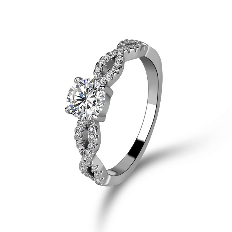 La mascota de la joyería de la plata esterlina 925 claro de cristal de Zircon anillo de plata de circón Aaa anillos