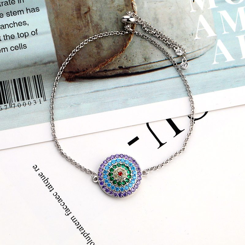 Pulsera de plata de ley 925 con Zirconia cúbica, brazalete de lujo con ojos de la suerte