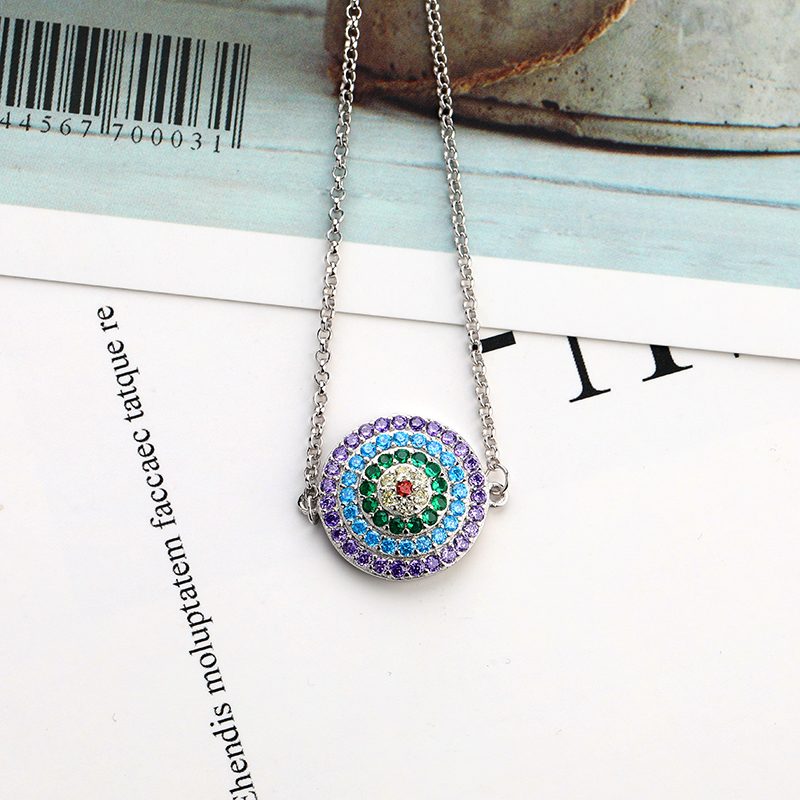 Pulsera de plata de ley 925 con Zirconia cúbica, brazalete de lujo con ojos de la suerte