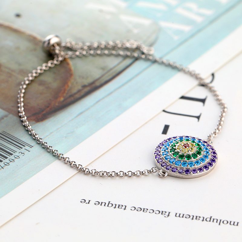Pulsera de plata de ley 925 con Zirconia cúbica, brazalete de lujo con ojos de la suerte