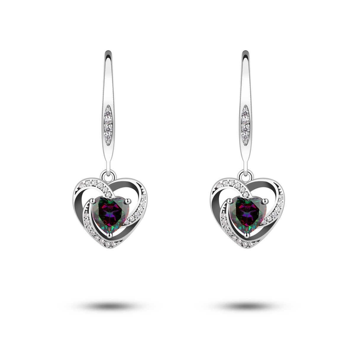 Pendientes simples de Plata de Ley 925 con forma de corazón, joyería de plata, joyería con forma de barra de GEMA de pata, precio bajo