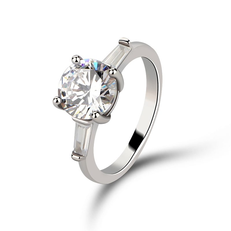 Anillo de plata de primera ley y circón para mujer, sortija, plata esterlina 925, Circonia cúbica, zirconia, circonita, zirconita, redonda, aniversario