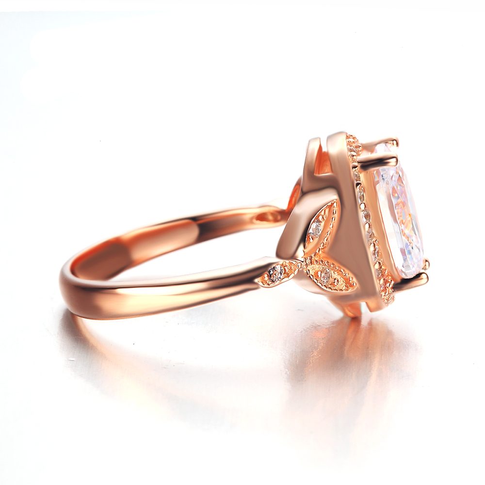 Fábrica en stock forma ovalada piedra s926 oro rosa anillo de dedo