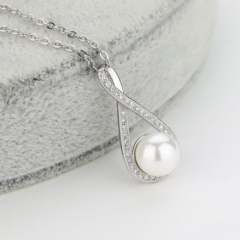 Collares de Perlas con Colgante, Mascota, Plata de Ley 925, Logotipo Personalizado, Clásico, Venta al por Mayor, Alta Calidad, Infinito para Mujer