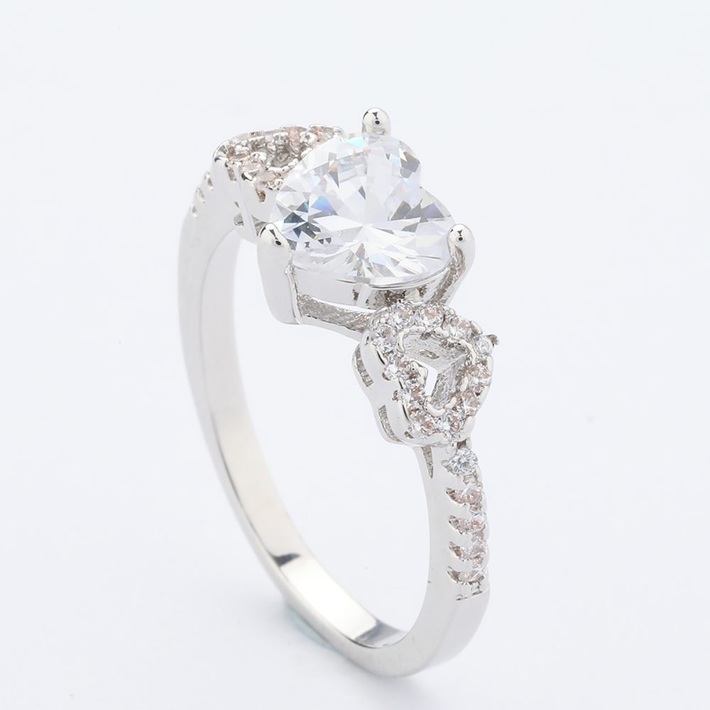 Símbolo de amor diamante corazón anillo de bodas joyería de plata 925 Anillos de Compromiso de oro rosa para mujer mascota circón Micro inserto