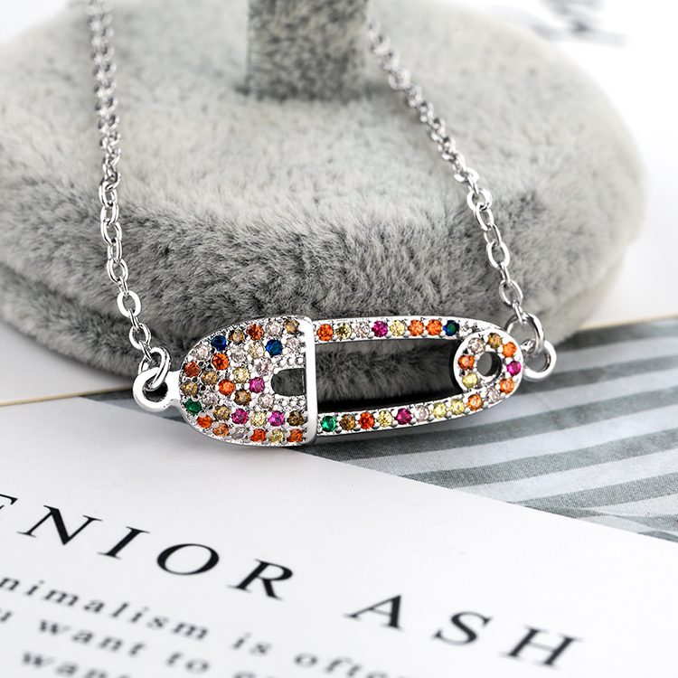 Venta al por mayor de fábrica, joyería 2023, pulsera de plata de ley 925, pulseras de circón cúbico coloridas de plata de ley para mujer