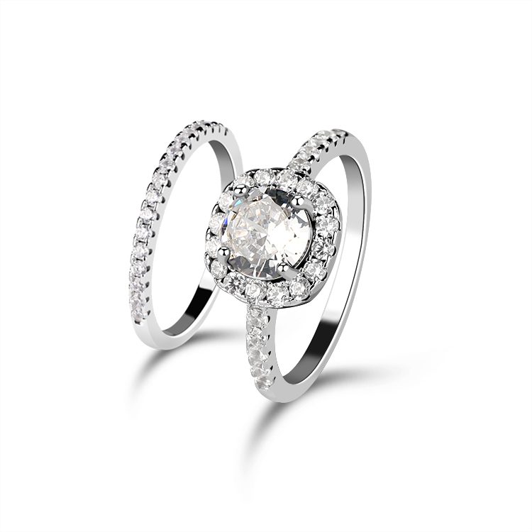 Anillos de compromiso de moissanita de 1Ct 925mm de alta calidad chapados en oro blanco personalizados de plata de ley 6,5