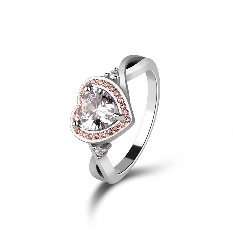 Anillo de plata de primera ley y circón forma de corazón para mujer, sortija ajustable, plata esterlina 925, Circonia cúbica, zirconia, circonita, zirconita, circón, mascota