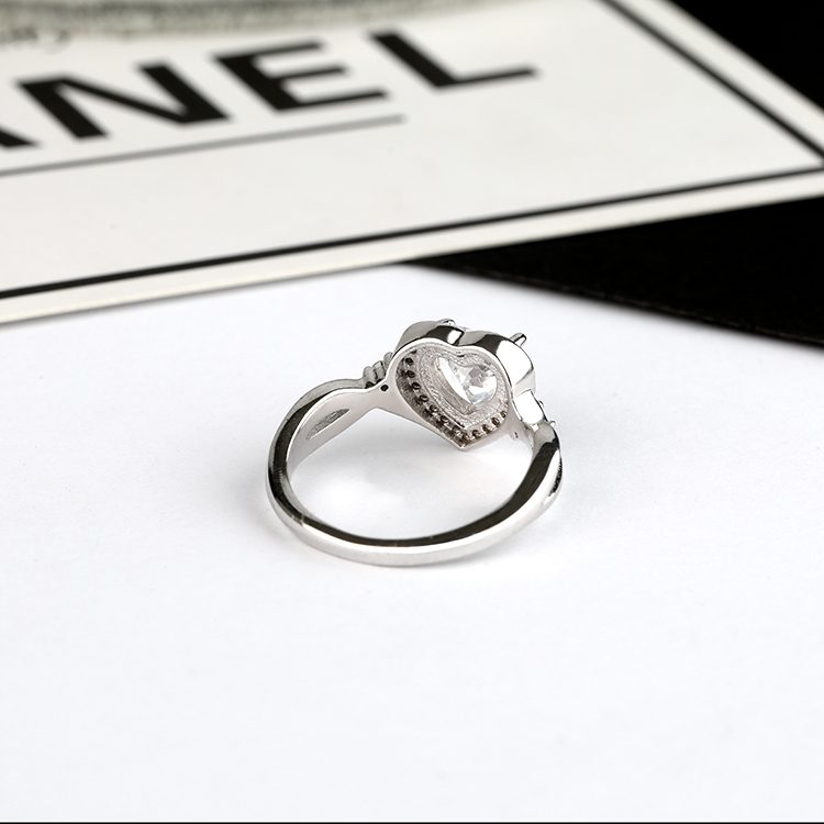 Anillo de plata de primera ley y circón forma de corazón para mujer, sortija ajustable, plata esterlina 925, Circonia cúbica, zirconia, circonita, zirconita, circón, mascota